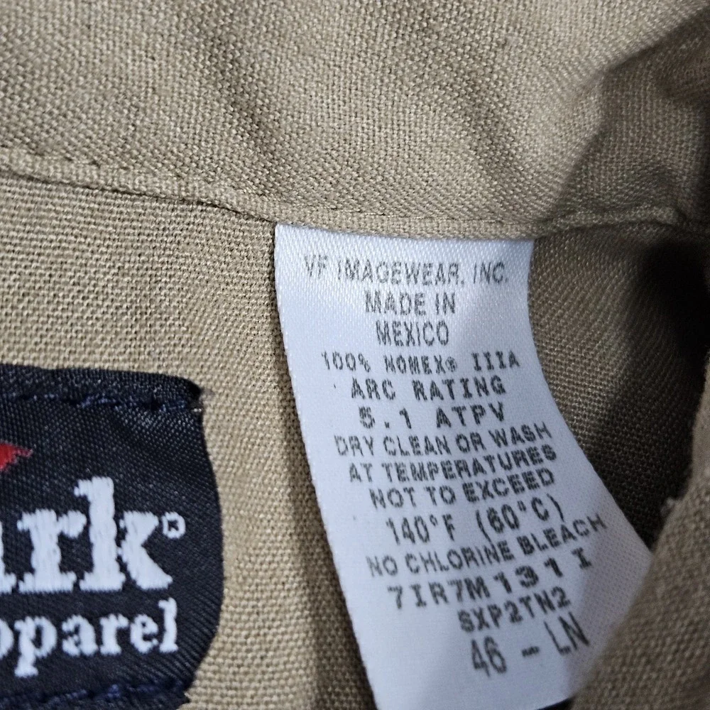 Bulwark‎ FR Shirt Mens Beige 46-Long Flame Resistant Long Sleeve Button Up
